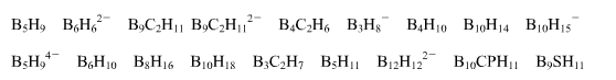 运用Wade规则说明下列物种所属的结构类型（闭式，巢式，蛛网式，敞网式)：   B5H9   B9C