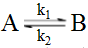 1－1级对峙反应的正、逆向反应速率常数分别为k1、k2，由纯A开始反应，当进行到A和B浓度相等时的时