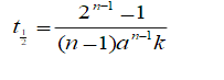 设有一n级反应（n≠1)。若反应物的起始浓度均为a，证明其半衰期公式（式中k为速率常数)为设有一n级