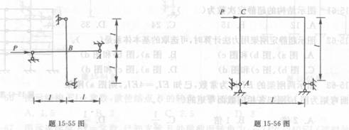 图示结构EI=常数，弯矩MCA为（）。 A.Pl／2（左侧受拉)B.Pl／4（左侧受拉)C.Pl／2