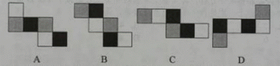 如用白、灰、黑三种颜色的油漆将正方体盒子的6个面上色，且两个相对面上的颜色都一样，以下哪一个不可能是