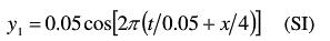 一列绳索上传播的横波，波函数为  （1)另一列横波与上述横波在绳索上形成驻波，已知这一横波在x=0处