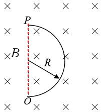 如图所示，磁感应强度为B的均匀磁场中，半径为R的半圆形导线，通有电流I，试求该导线所受的安培力．如图