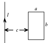 如图所示，无限长直导线与正方形线圈共面放置．正方形线圈的边长为a，AB边平行于无限长直导线且与无限长