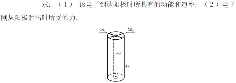 一真空二极管．其主要构件是一个半径R1=5.0×10－4m的圆柱形阴极和一个套在阴极外、半径R2=4