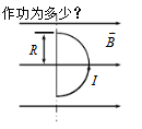 如图11－23所示，一半径＝0.10m的半圆形闭合线圈，载有直流为I＝10A，放在均匀外磁场中，磁场