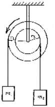 如图所示，固定在一起的两个同轴薄圆盘，可绕通过盘心且垂直于盘面的光滑水平轴O转动．大圆盘质量m&#3