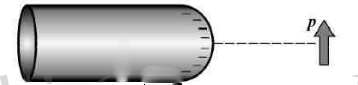 在一个带负电的带电棒附近有一个电偶极子，其电偶极矩p的方向如图所示。当电偶极子被释放后，该电偶极子将