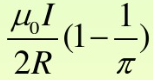 一无限长直导线在P处弯成半径为R的细圆环（图)，当通以电流I时，圆心O处的磁感应强度的大小为（)． 