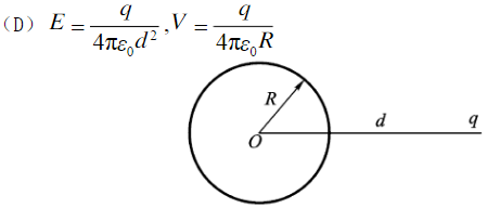 如图所示将一个电荷量为q的点电荷放在一个半径为R的不带电的导体球附近，点电荷距导体球球心为d，参见附