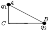 在直角三角形ABC的A点放电荷q=1.8×10－9C，在B点放点电荷q2=－4.8×10－9C，已知