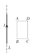 如图，在一通电I的长直导线旁，放置一个矩形线圈ABCD，试确定在下列情况下，ABCD上的感应电动势的