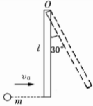 如图所示，质量为M、长为l的均匀细直棒，可绕棒的一端且垂直于棒的水平轴O无摩擦的转动，棒原来静止在平
