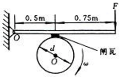 如图（a)所示，飞轮的质量为60kg，直径为0.5m，转速为1.0×103r·min－1．现用闸瓦制