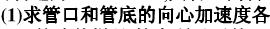 一台超级离心机（如图)的转速为5×104r／min，其试管口离转轴2.00cm，管底离转轴10.0c