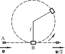 以质量为m的弹丸，穿过如图所示的摆锤后，速率由ν减少到ν／2。已知摆锤的质量为m&#39;，摆线长度