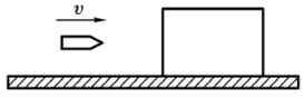 如图所示，子弹射入放在水平光滑地面上静止的木块后而穿出。以地面为参考系，下列说法中正确的是（)。  