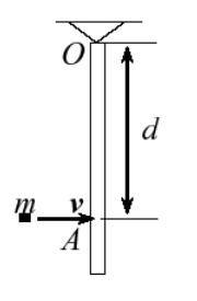 一条长ι＝0.4 m的均匀木棒，质量M＝1.0kg，可绕水平轴O在铅垂面内转动，开始时棒自然地铅直悬