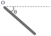 质量m，长l的匀质细杆，可绕过端点O的水平光滑固定轴在竖直平面上自由摆动。将细杆从图所示的水平位置静