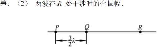 如图所示，两相干波源分别在P、Q两点处，它们发出频率为v、波长为λ、初相相同的两列相干波．设PQ=3