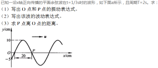 已知一沿x轴正向传播的平面余弦波在时的波形如图所示，且周期T=2s．