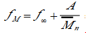 假定自由体积分数的相对分子质量依赖性为，其中fM是相对分子质量为M的自由体积分数；f∞是相对分子质量