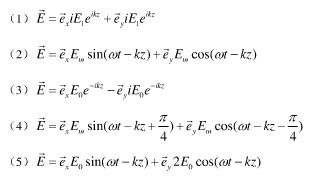 说明下列各式表示的均匀平面波的极化形式和传播方向。