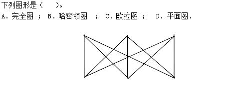 下图是下面四种图中的哪一种？  （1)完全图； （2)欧拉图； （3)平面图； （4)哈密顿图．下图