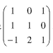 在P3中线性变换A在基η1=（－1，1，1)，η2=（1，0，－1)，η3=（0，1，1)下的矩阵是