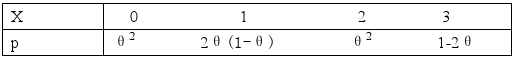 设总体X的概率分布为    其中θ（0＜θ＜1／2)是未知参数，利用总体X的如下样本值：  3，1，
