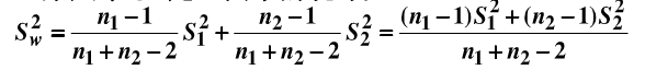 （1) 验证教材第六章§3定理四中的统计量    是两总体公共方差σ2的无偏估计量（称为σ2的合并估