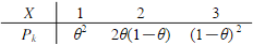 设总体X的分布律为，其中0＜θ＜1是未知参数．观测取得样本值x1=1，x2=2，x3=1，x4=3，