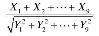 设总体X与Y相互独立，X～N（0，9)，Y～N（0，9)，设和为来自总体X与Y的样本均值，则统计量服