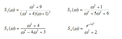 （1)下列函数哪些是实平稳过程的功率谱密度，哪些不是，为什么？  ，  ，  （2)对上面正确的功率