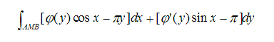 计算曲线积分为连接A（π，2)与点B（3π，4)的线段之下方的任意分段光滑简单闭曲线，且该路线与线段