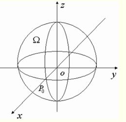 设有一半径为R的球体，p0是此球表面上的一个定点，球体上任一点的密度与该点到P0距离的平方成正比（比