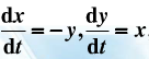 已知微分方程组  （1)求它的轨线族方程，在相平面上轨线代表什么曲线？  （2)求微分方程组的通解，