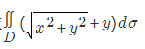 求，其中D是由圆x2＋y2=4和（x＋1)2＋y2=1所围成的平面区域．求，其中D是由圆x2+y2=