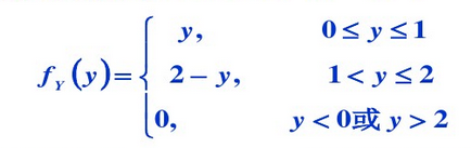 设随机变量X，Y相互独立，且X～U（0，1)，Y在区间[0，2]内服从辛普生分布，其概率密度为  求