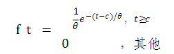 设某种电子元器件的寿命（以小时计)X服从双参数的指数分布，其概率密度为  其中c、θ（c，θ＞0)为