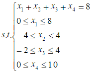 对下述线性规划问题：  max z=x1－x2＋x3－x4    应用互补松弛定理，证明x1=8，x