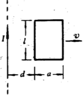 如图所示，一长直导线载有I=5.0A的电流，旁边有一矩形线圈ABCD与它在同一平面上，长边与长直导线