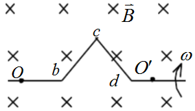 金属杆AB以匀速v=2m／s平行于长直载流导线运动，导线与AB共面且相互垂直，如图所示。已知导线载有
