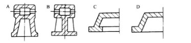 下面的图中，（)所表示零件的铸造结构工艺性较好。下面的图中，(   )所表示零件的铸造结构工艺性较好