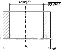 加工如图所示轴套，加工顺序为：车外圆，车内孔，要求保证壁厚为5±0.05mm，已知轴套孔对外圆的同轴