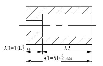 如图所示零件，按图样注出的尺寸Ai和A3加工时不易测量，现改为按尺寸A1和A2加工，为了保证原设计要