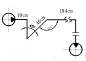 某系统由液压泵到液压马达的管路如图所示。已知d=16mm，管总长l=3.84m，油的密度ρ=900k