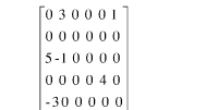 矩阵A如下所示，写出其转置矩阵B，并分别写出A、B的三元组表示。    