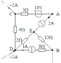 已知电路如图所示，US1=1V，US2=2V，US3=3V，IS=1A，R1=10Ω，R2=3Ω，R