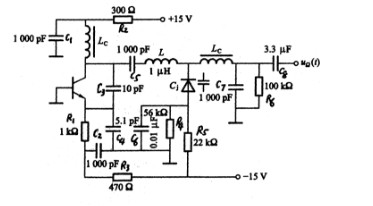 变容二极管直接调频电路如下图（a)所示，画出振荡部分交流通路，分析调频电路工作原理，并说明各主要元件